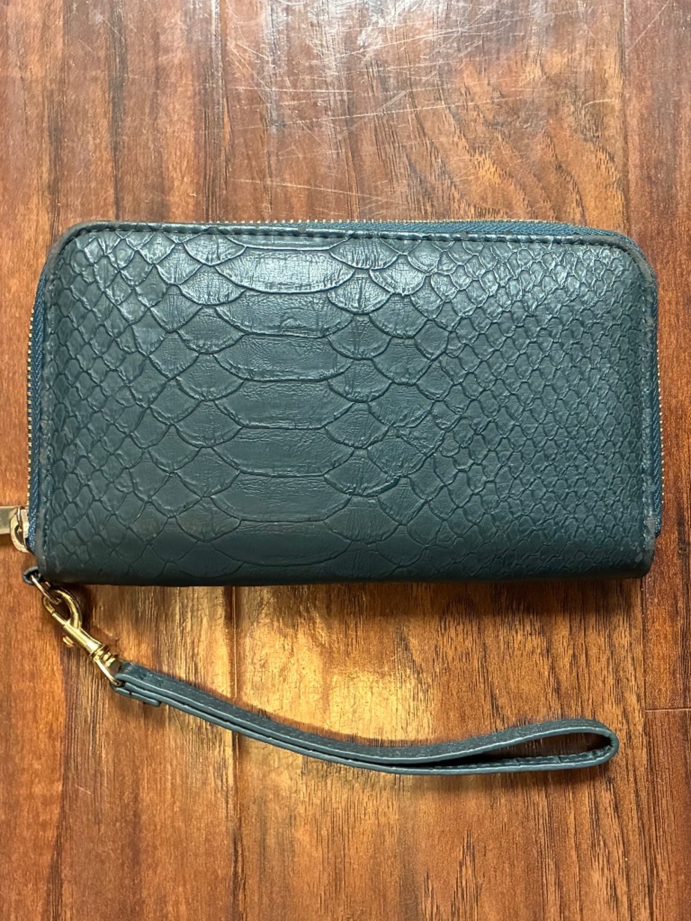 Turquoise blue green fake skin clutch